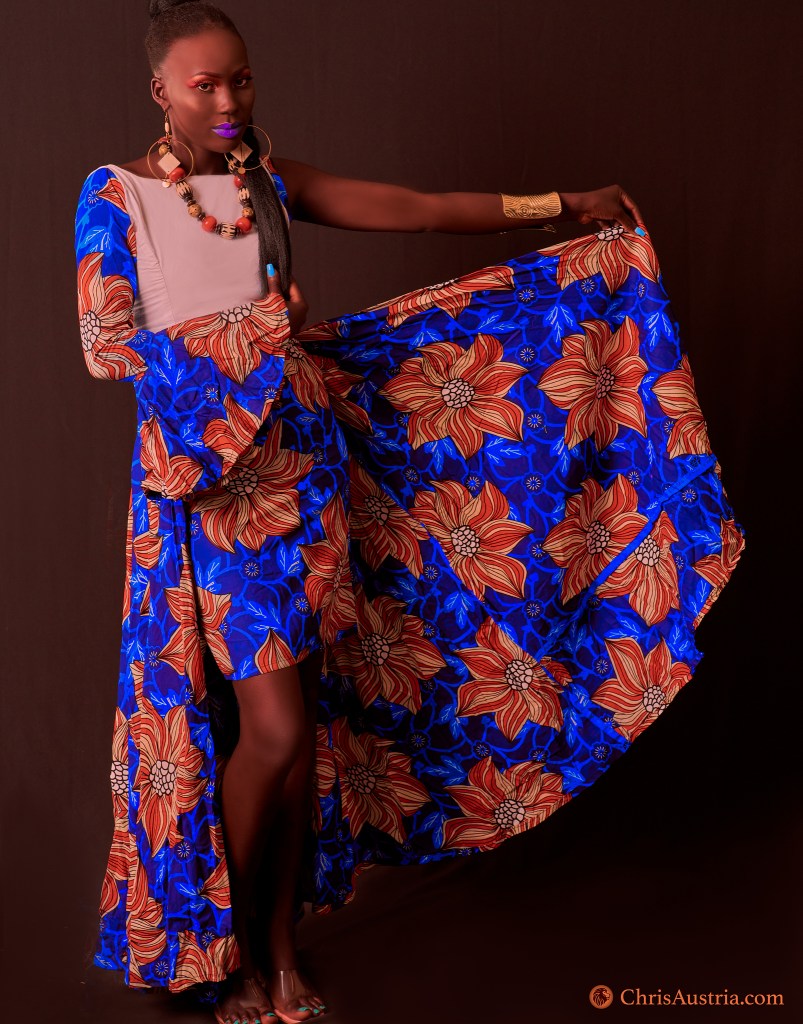 I'm excited to be photographing so many talented fashion designers here in Kampala, Uganda. This stunning dress is modelled and designed by Juan Harriet. Her dresses are so unique and she selects gorgeous fabrics. 